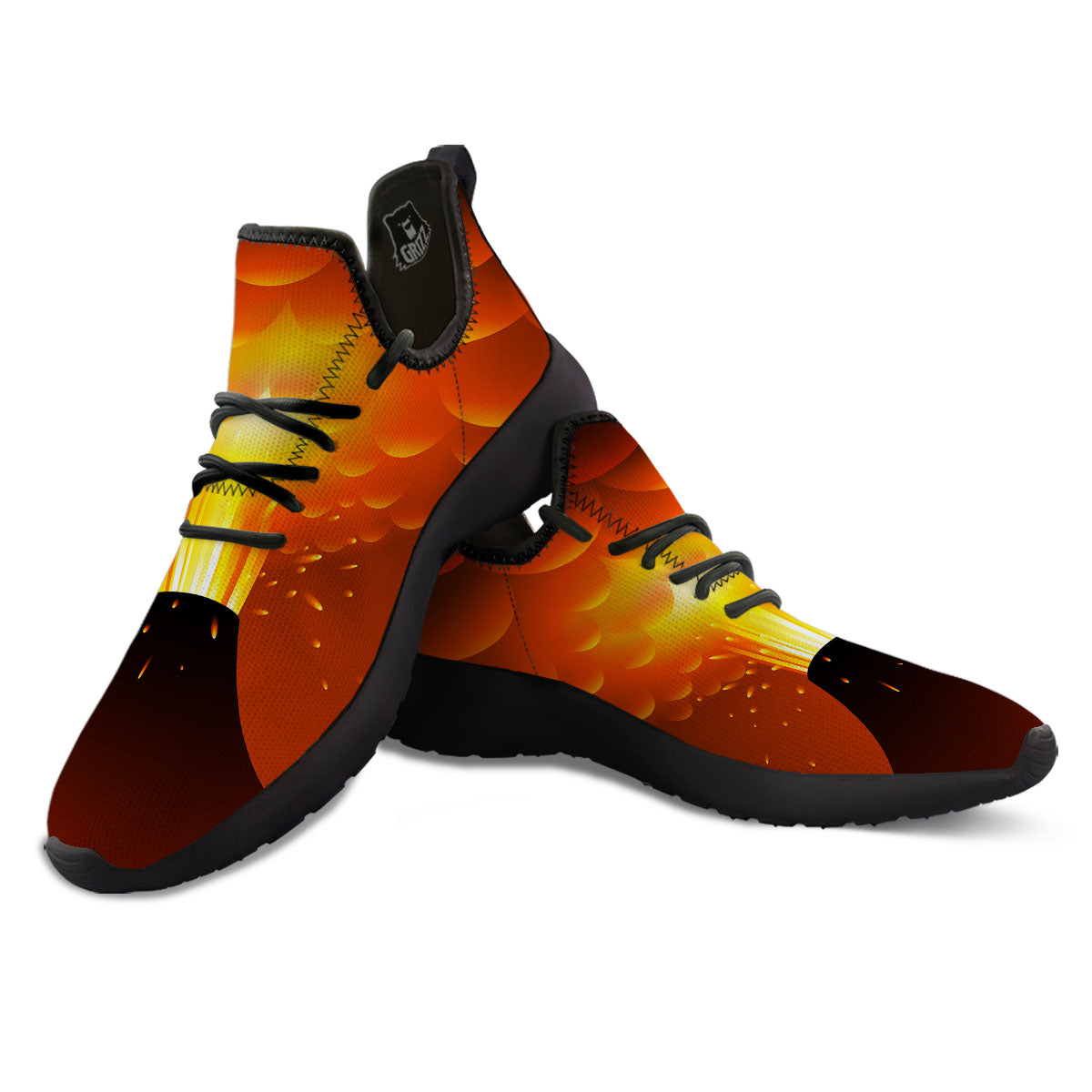 Volcano Erupt Print Black Athletic Shoes-grizzshop