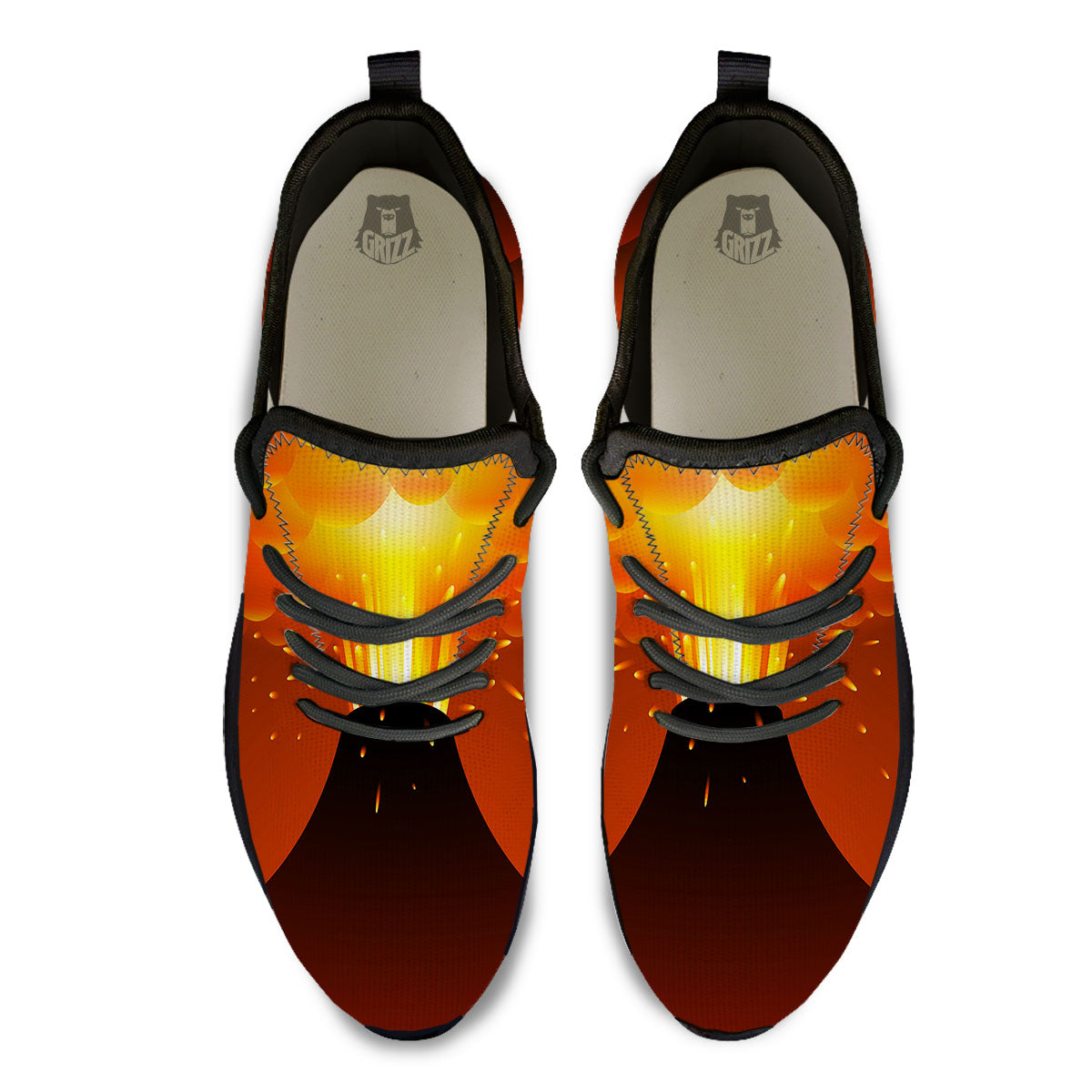 Volcano Erupt Print Black Athletic Shoes-grizzshop
