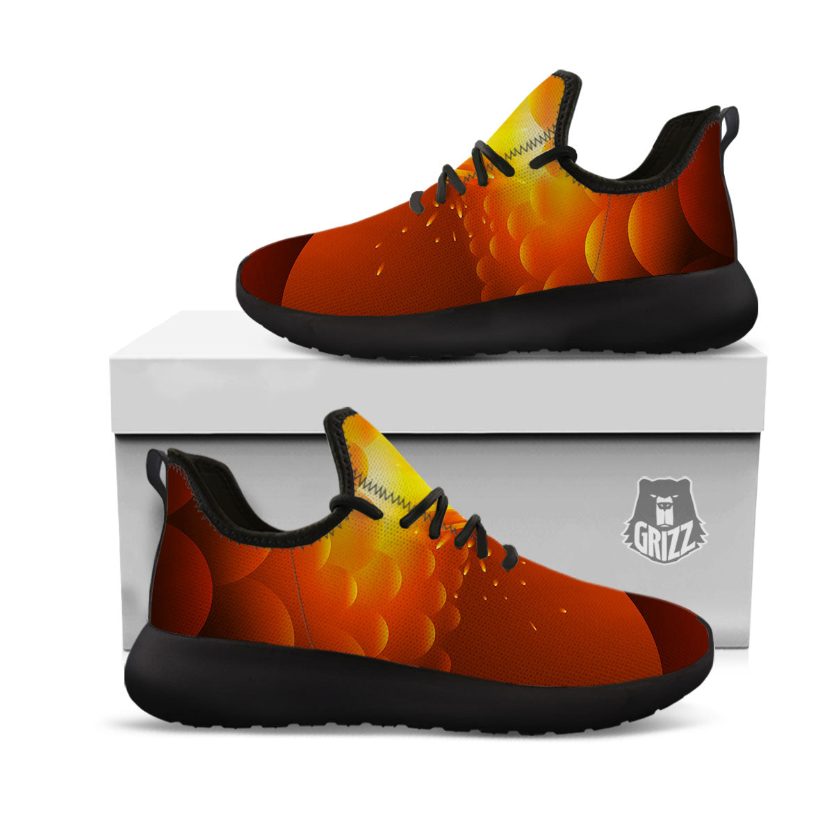 Volcano Erupt Print Black Athletic Shoes-grizzshop
