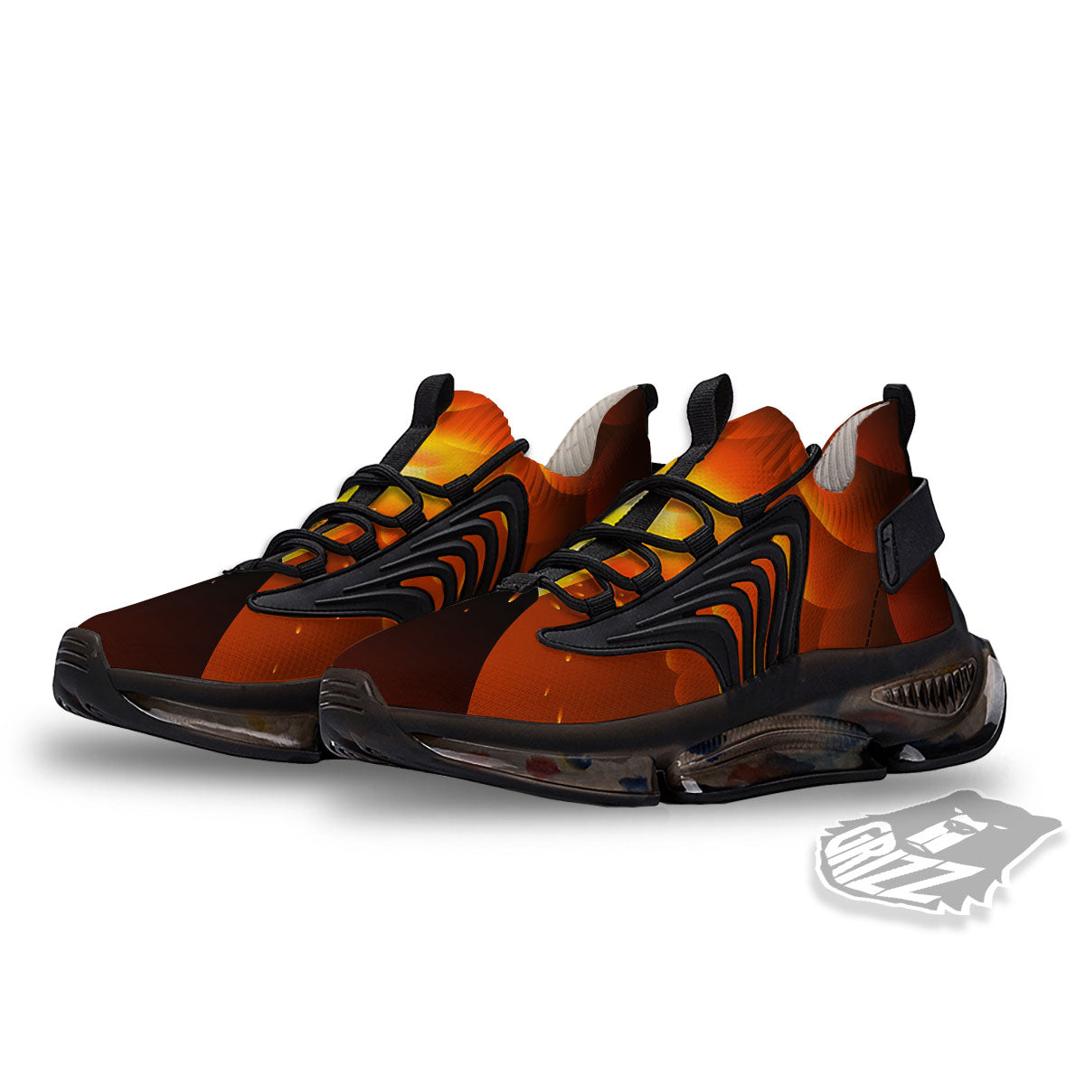 Volcano Erupt Print Black Gym Shoes-grizzshop