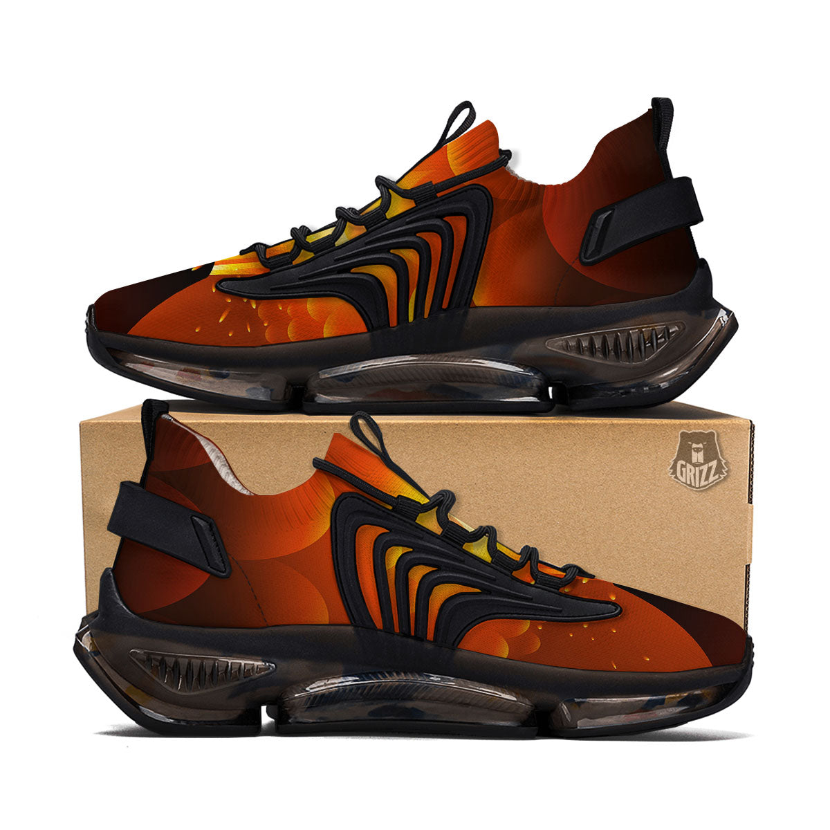 Volcano Erupt Print Black Gym Shoes-grizzshop