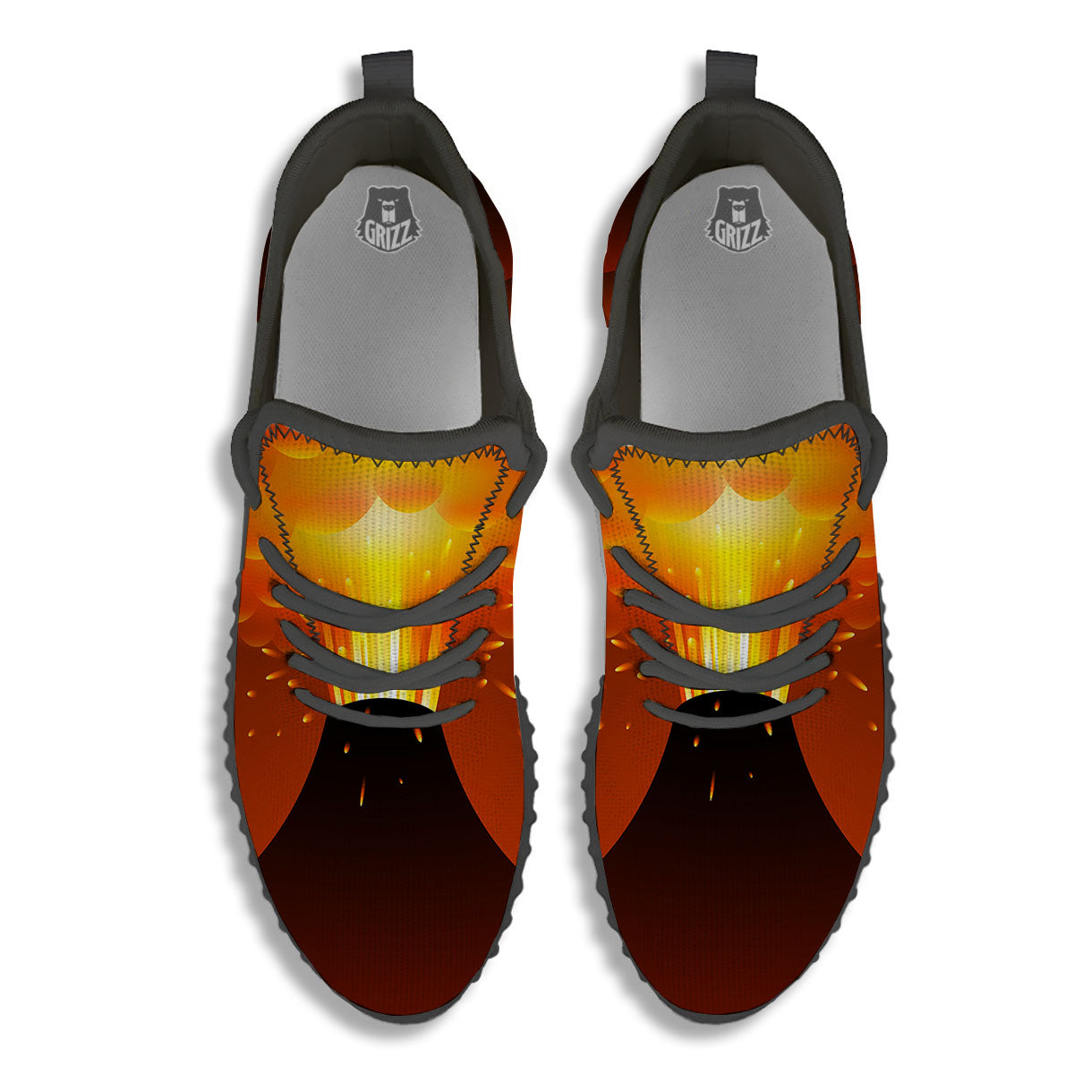Volcano Erupt Print Black Walking Shoes-grizzshop