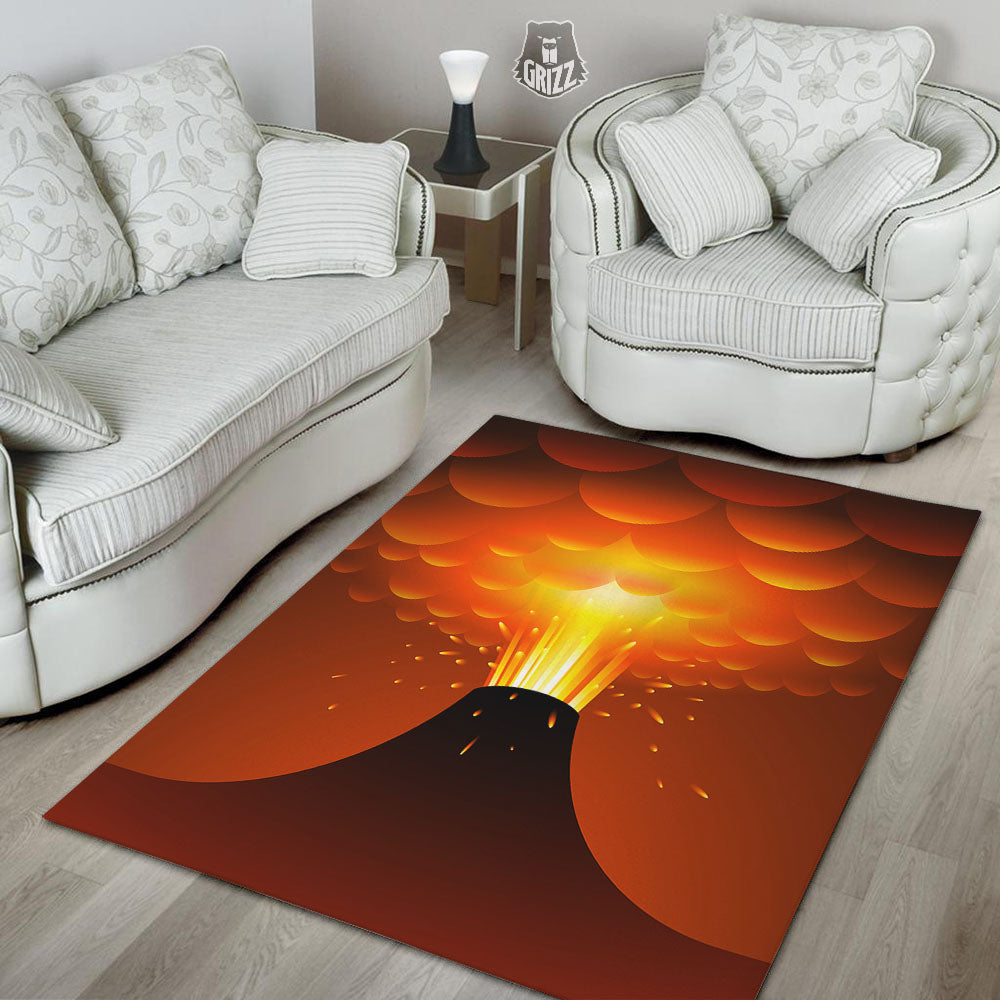 Volcano Erupt Print Floor Mat-grizzshop