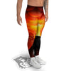 Volcano Erupt Print Men's Leggings-grizzshop