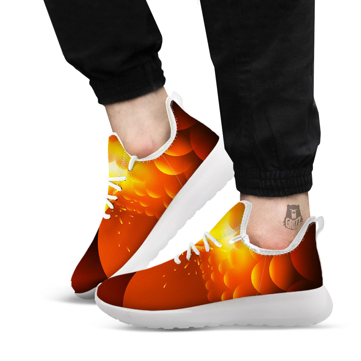 Volcano Erupt Print White Athletic Shoes-grizzshop