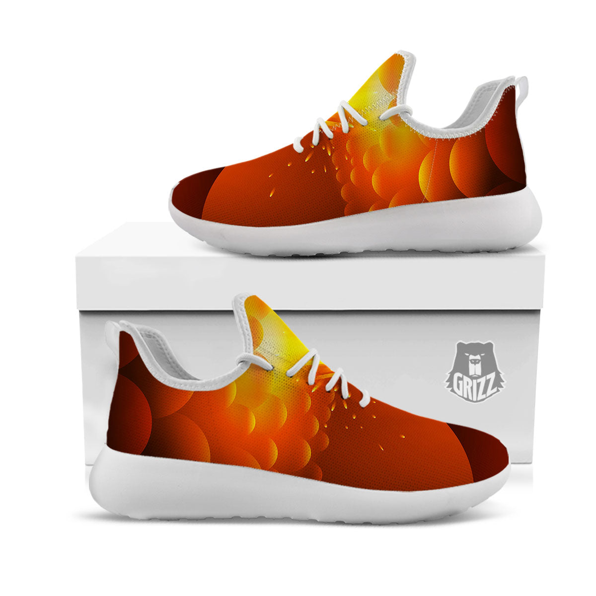 Volcano Erupt Print White Athletic Shoes-grizzshop