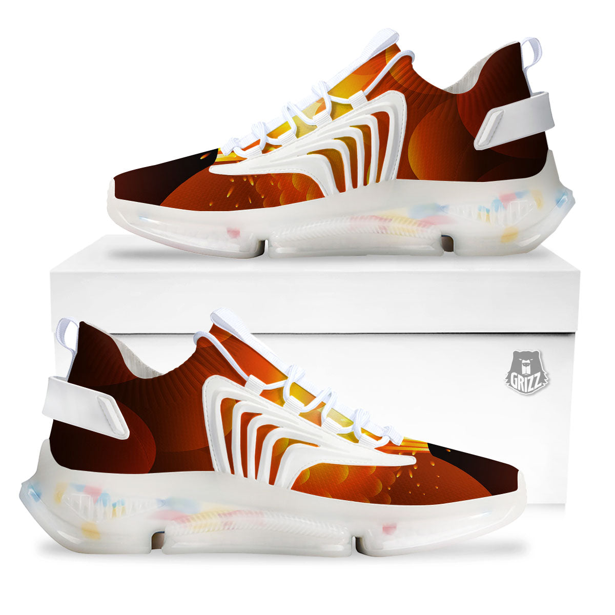 Volcano Erupt Print White Gym Shoes-grizzshop