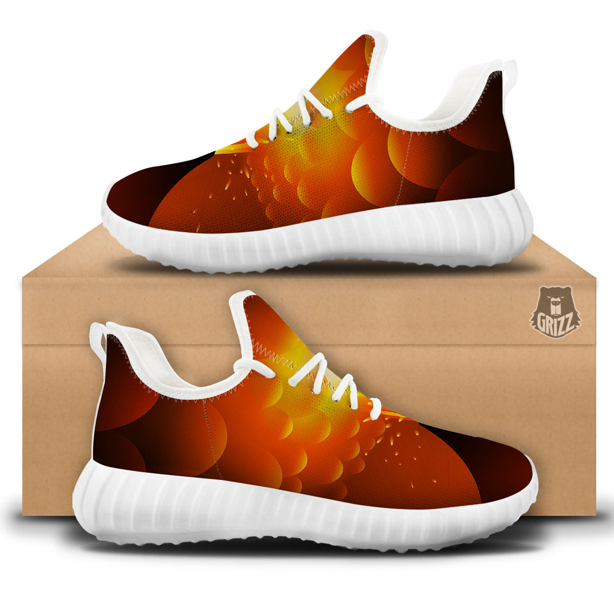 Volcano Erupt Print White Walking Shoes-grizzshop