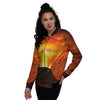 Volcano Erupt Print Women's Bomber Jacket-grizzshop