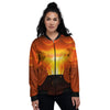 Volcano Erupt Print Women's Bomber Jacket-grizzshop