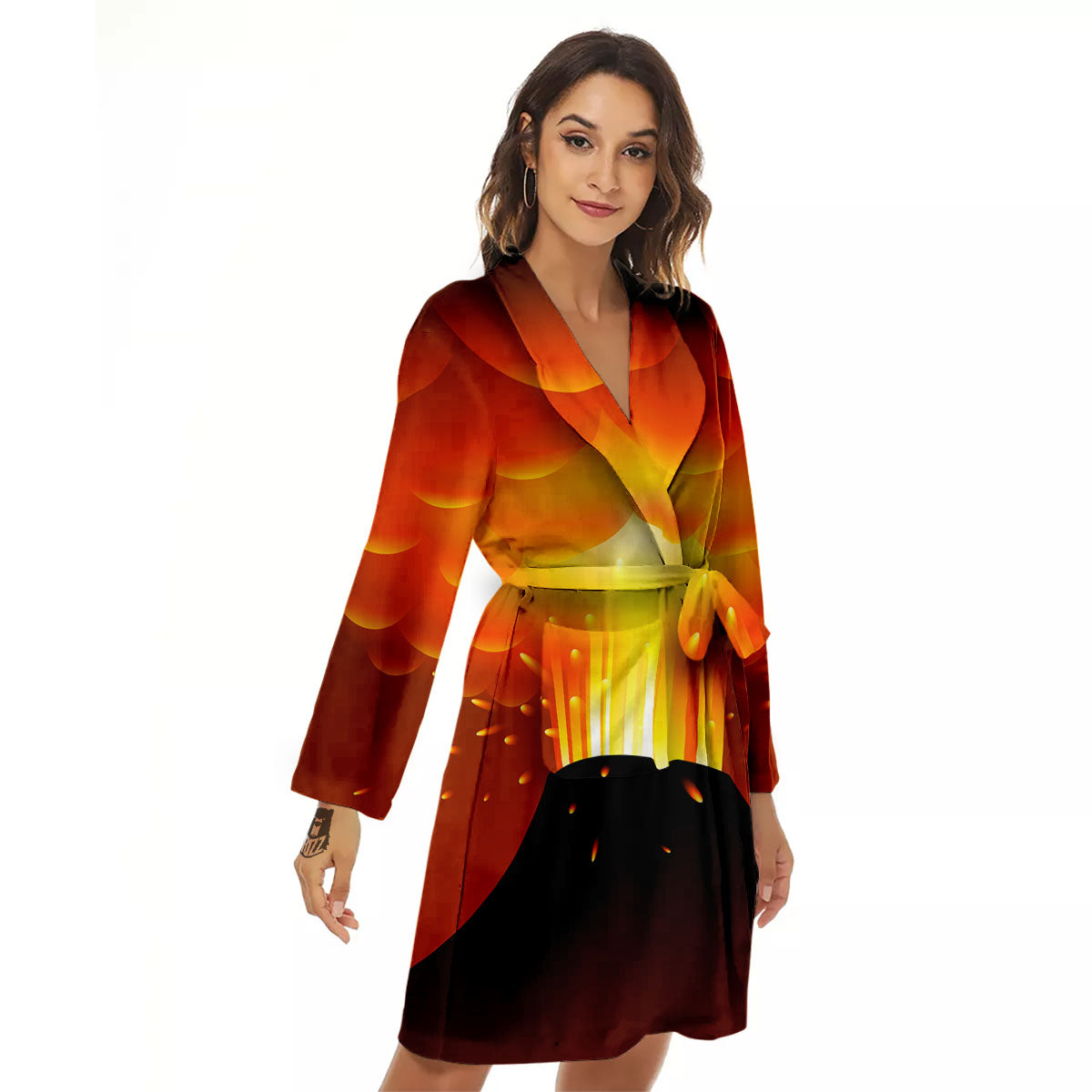 Volcano Erupt Print Women's Robe-grizzshop