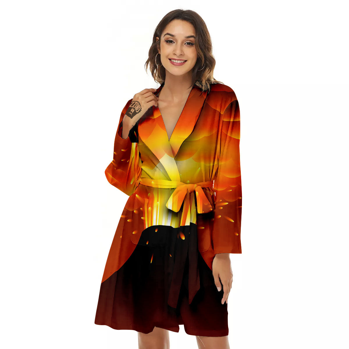Volcano Erupt Print Women's Robe-grizzshop