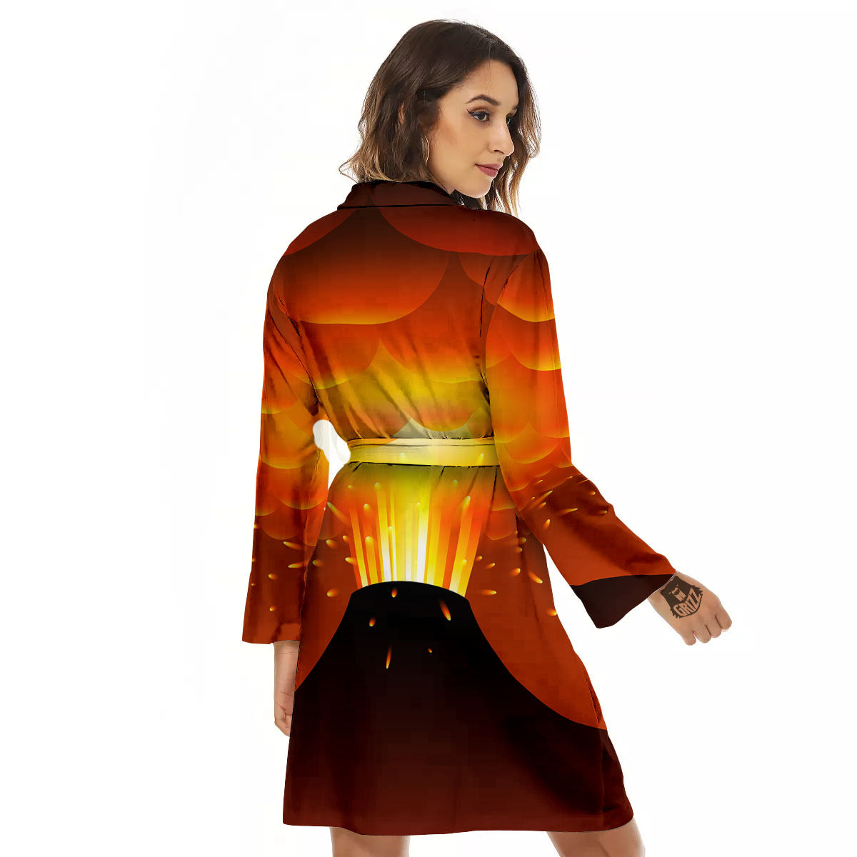 Volcano Erupt Print Women's Robe-grizzshop