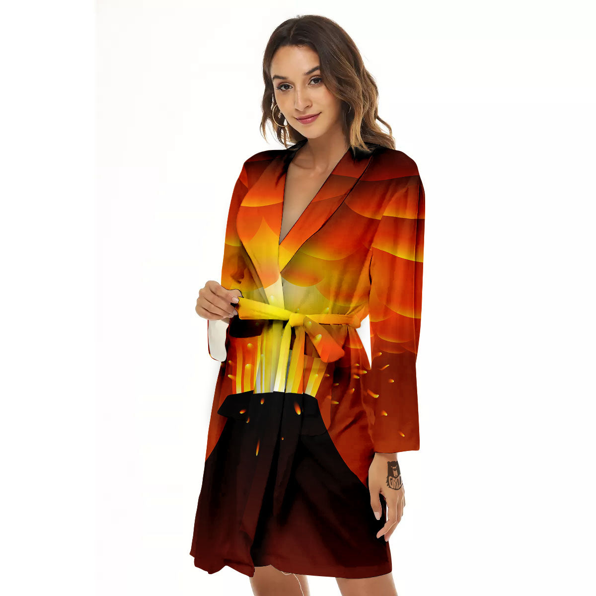 Volcano Erupt Print Women's Robe-grizzshop