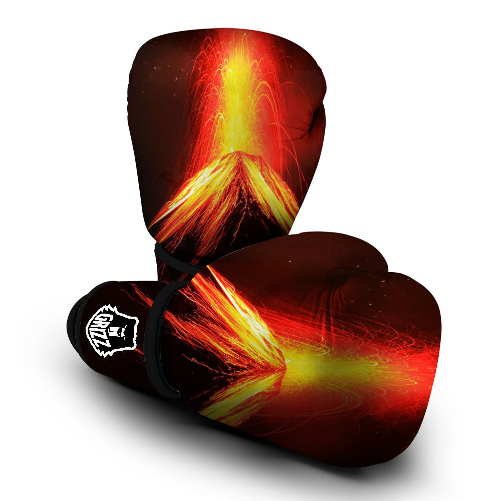 Volcano On Fire Print Boxing Gloves-grizzshop