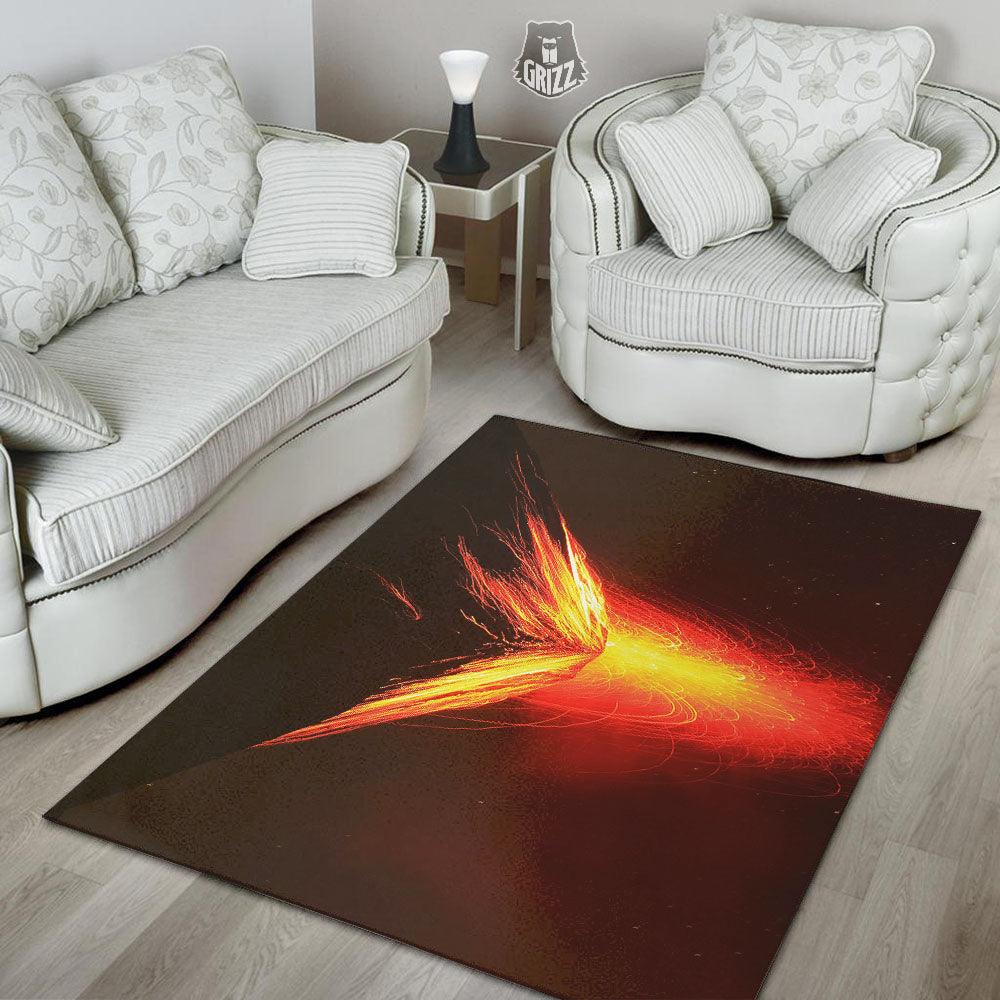 Volcano On Fire Print Floor Mat-grizzshop