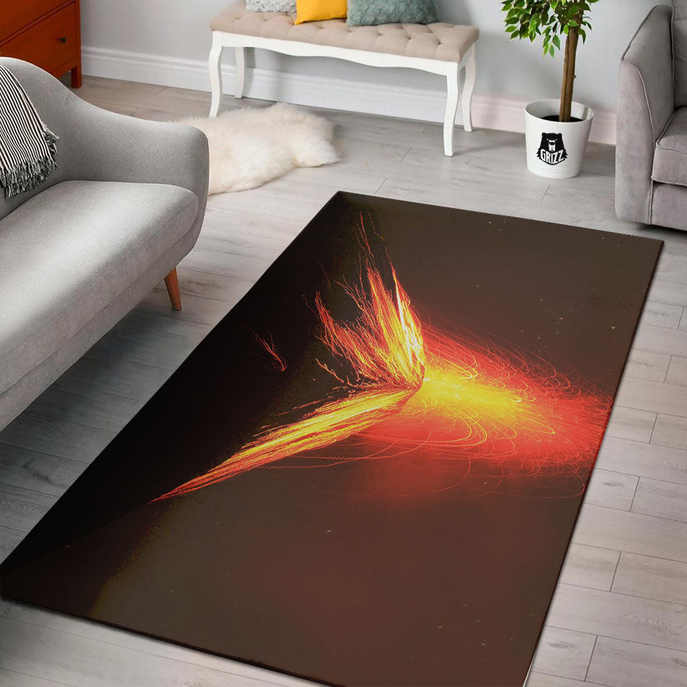 Volcano On Fire Print Floor Mat-grizzshop