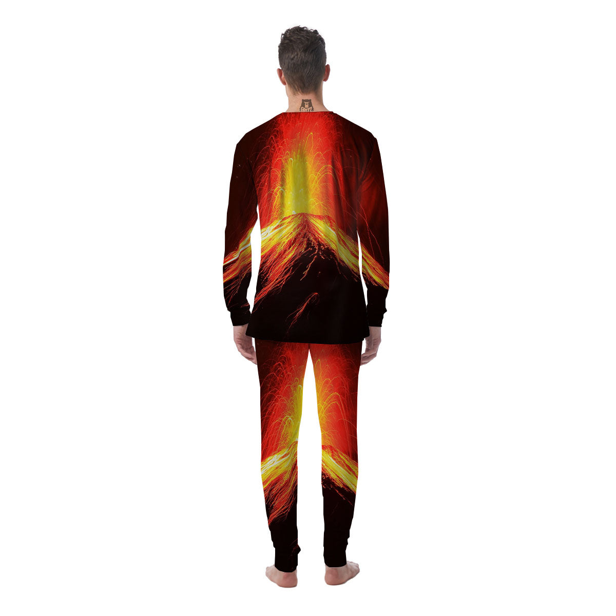 Volcano On Fire Print Men's Pajamas-grizzshop