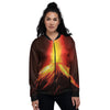 Volcano On Fire Print Women's Bomber Jacket-grizzshop