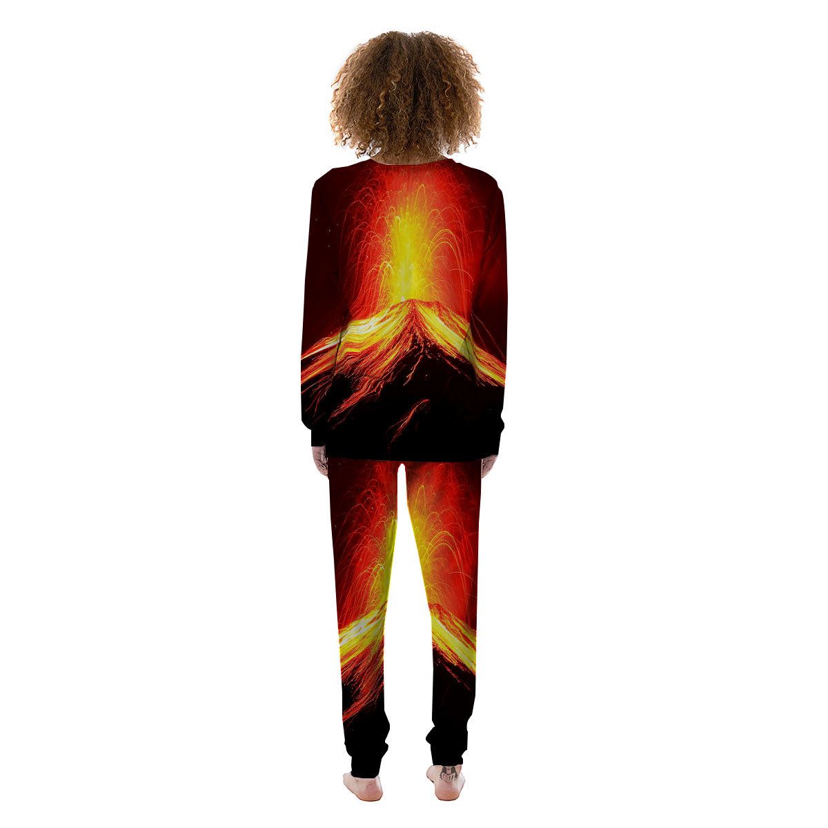Volcano On Fire Print Women's Pajamas-grizzshop