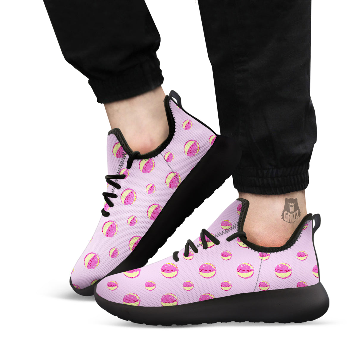 Volleyball Pastel Print Pattern Black Athletic Shoes-grizzshop