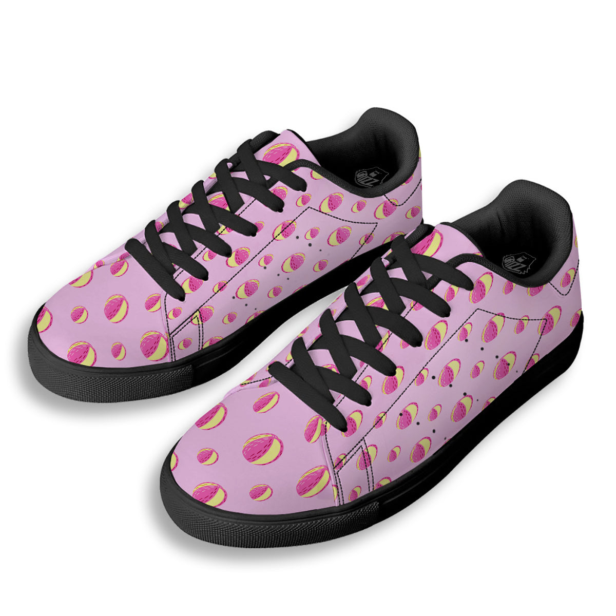 Volleyball Pastel Print Pattern Black Low Top Sneakers-grizzshop