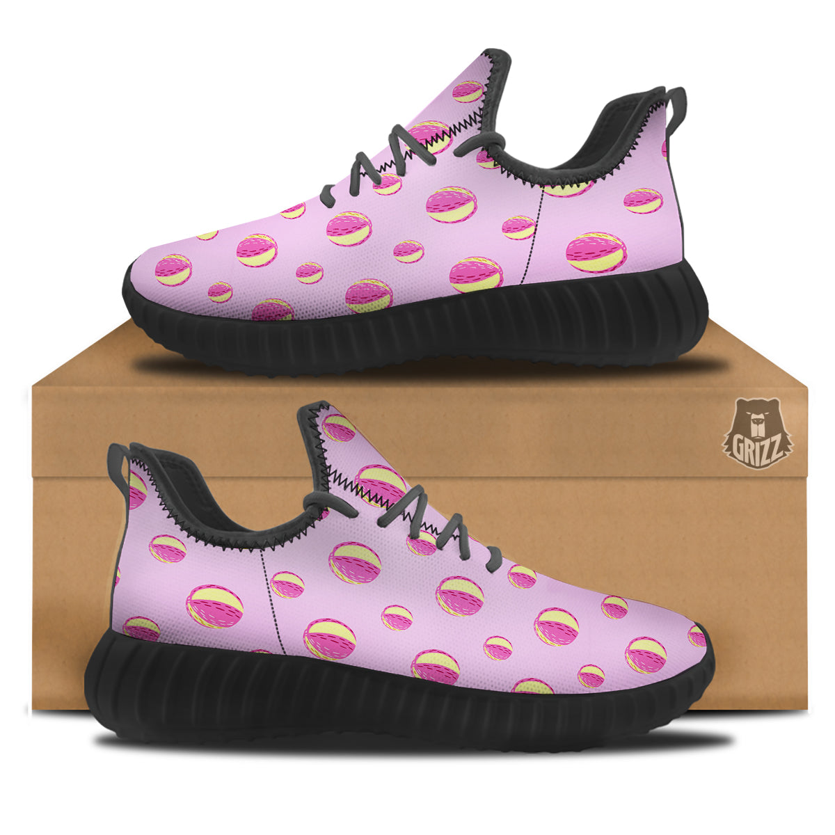 Volleyball Pastel Print Pattern Black Walking Shoes-grizzshop