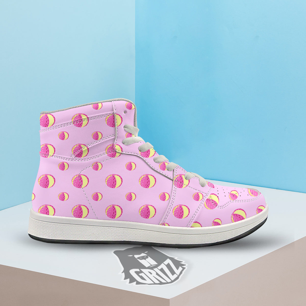 Volleyball Pastel Print Pattern High Top Sneakers-grizzshop