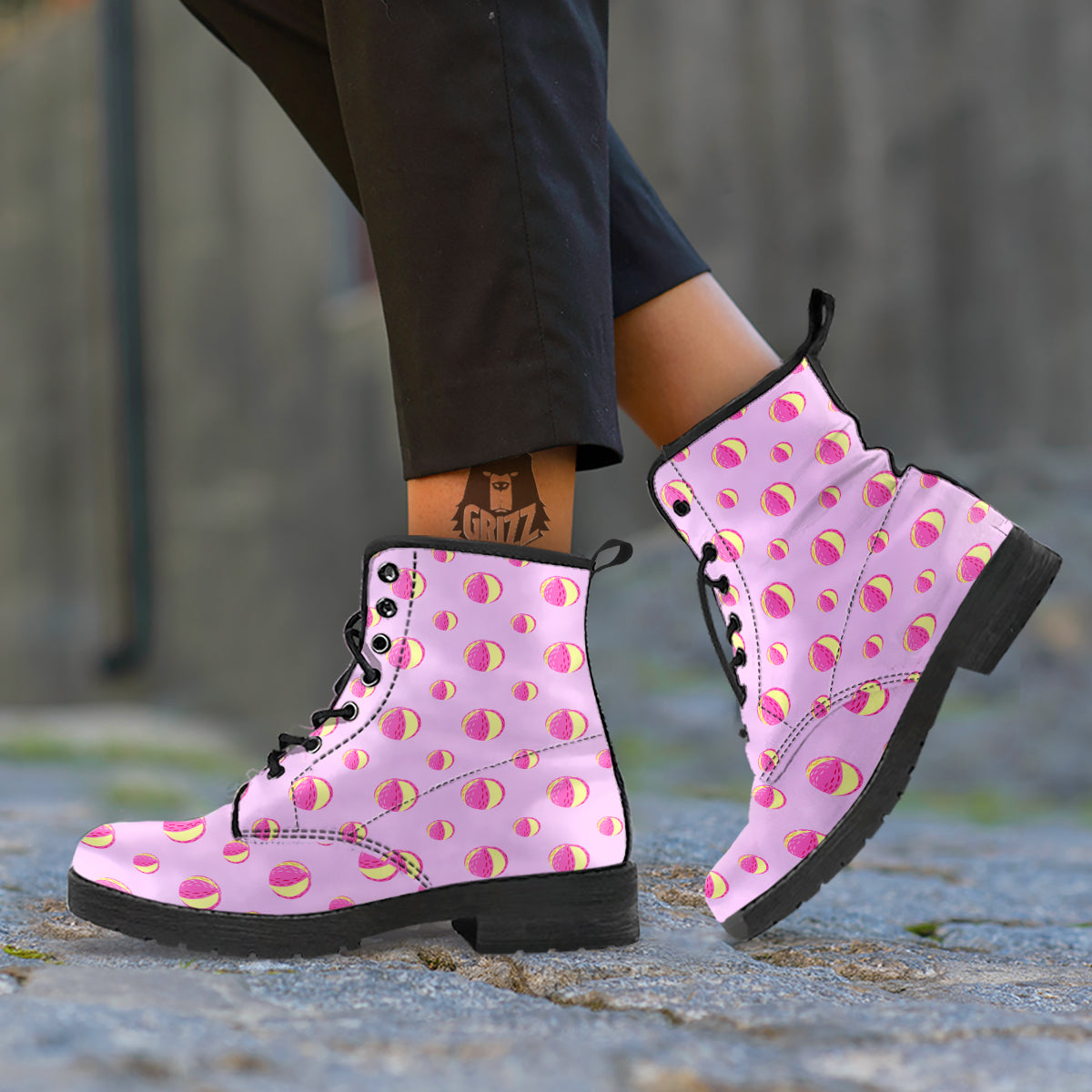 Volleyball Pastel Print Pattern Leather Boots-grizzshop