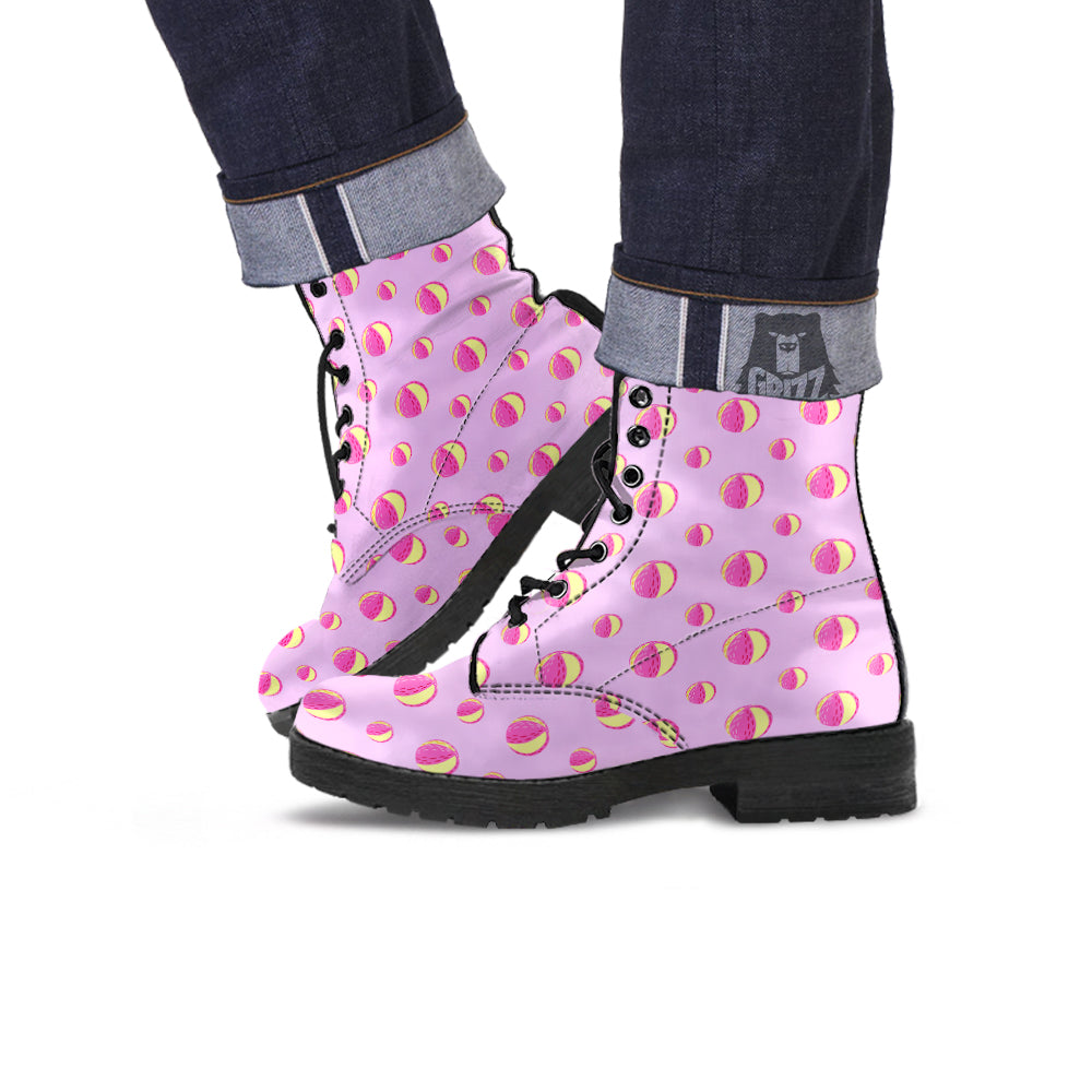 Volleyball Pastel Print Pattern Leather Boots-grizzshop