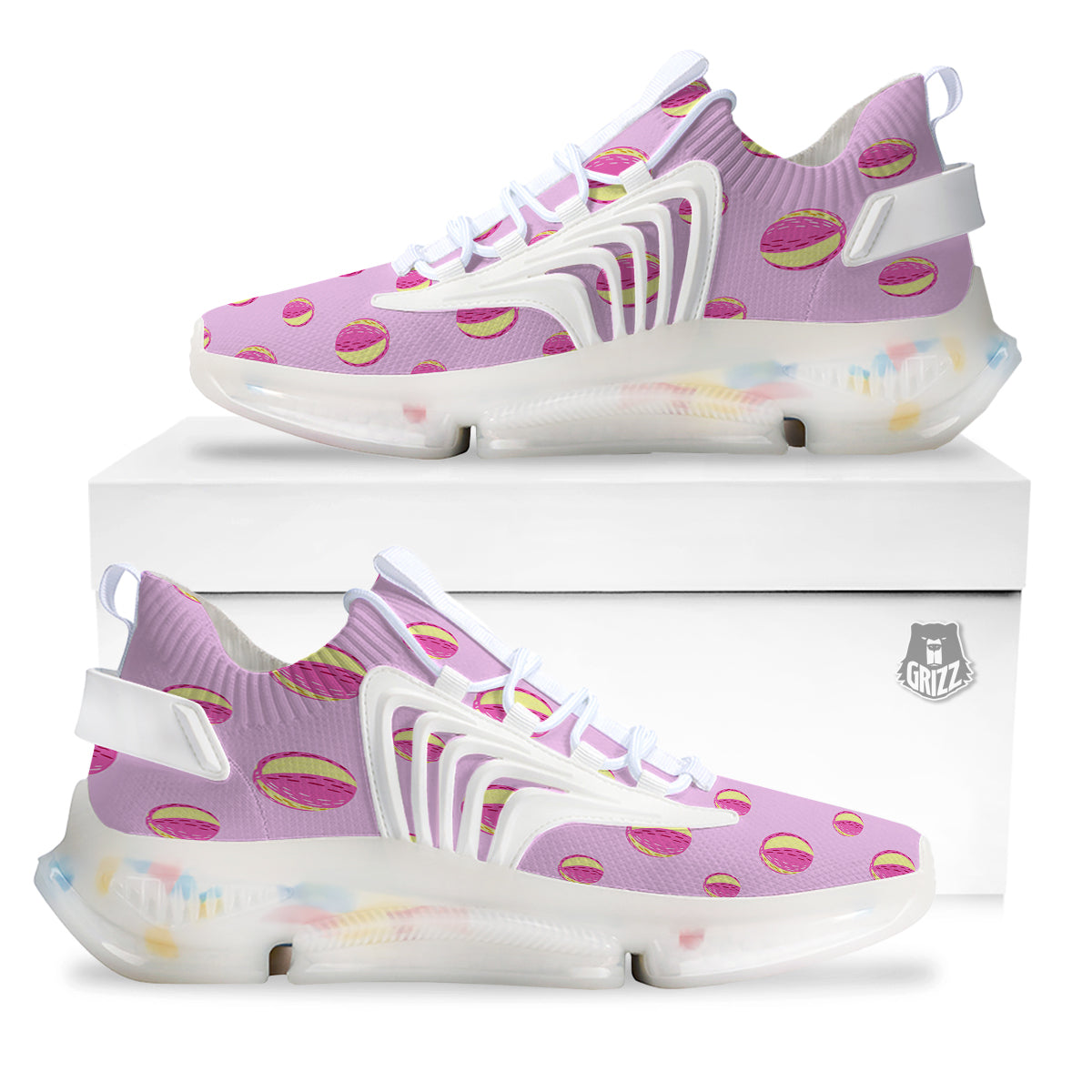 Volleyball Pastel Print Pattern White Gym Shoes-grizzshop