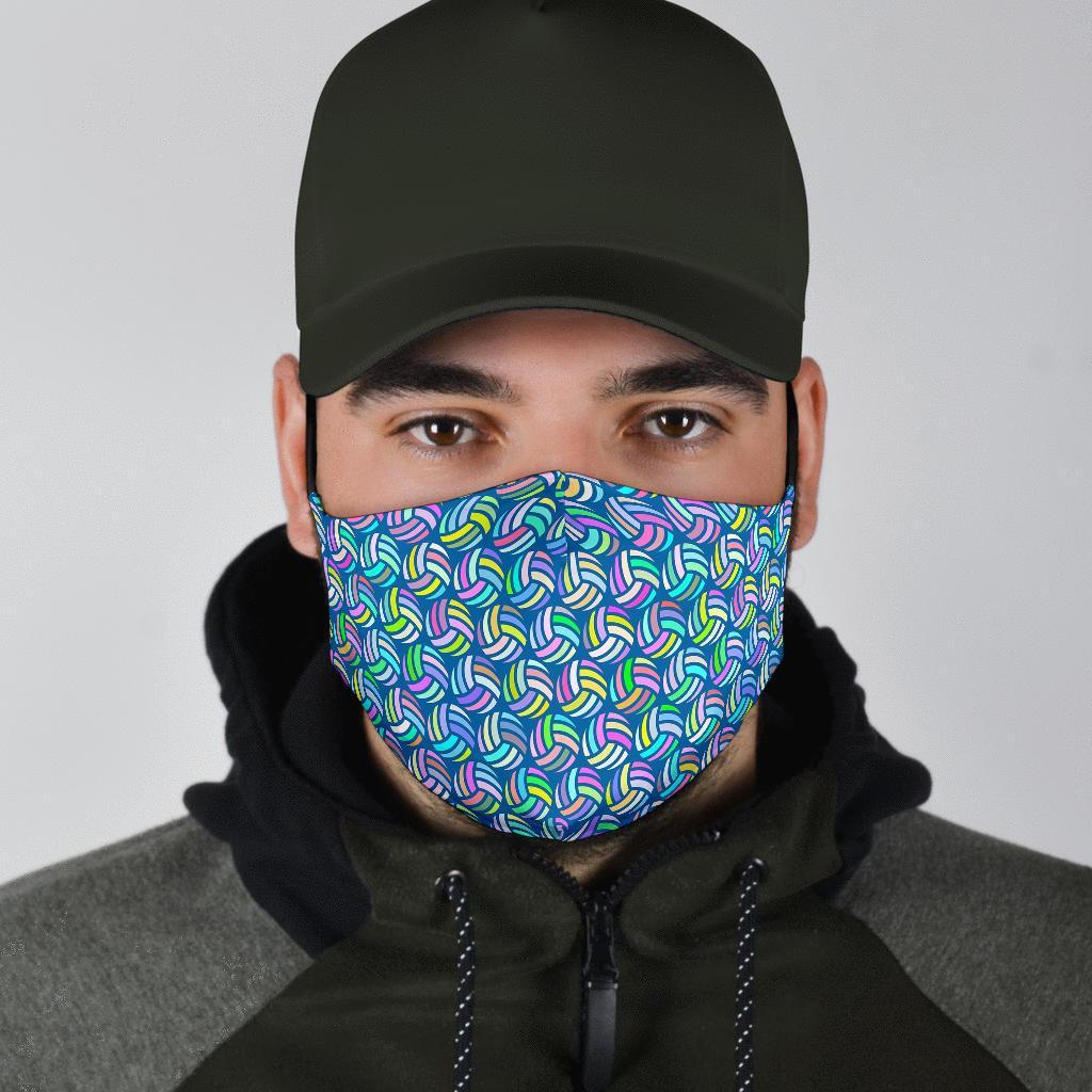 Volleyball Pattern Print Face Mask-grizzshop