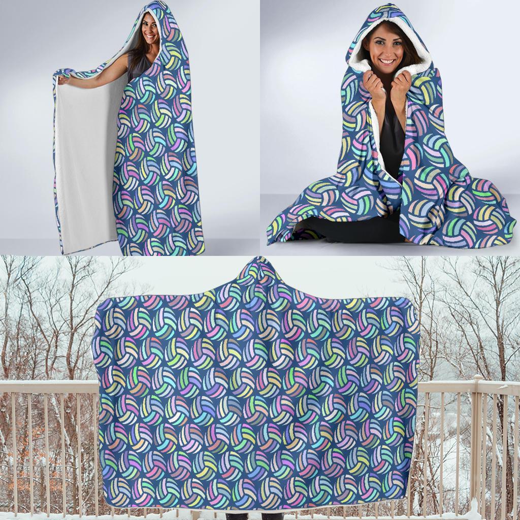 Volleyball Pattern Print Hooded Blanket-grizzshop