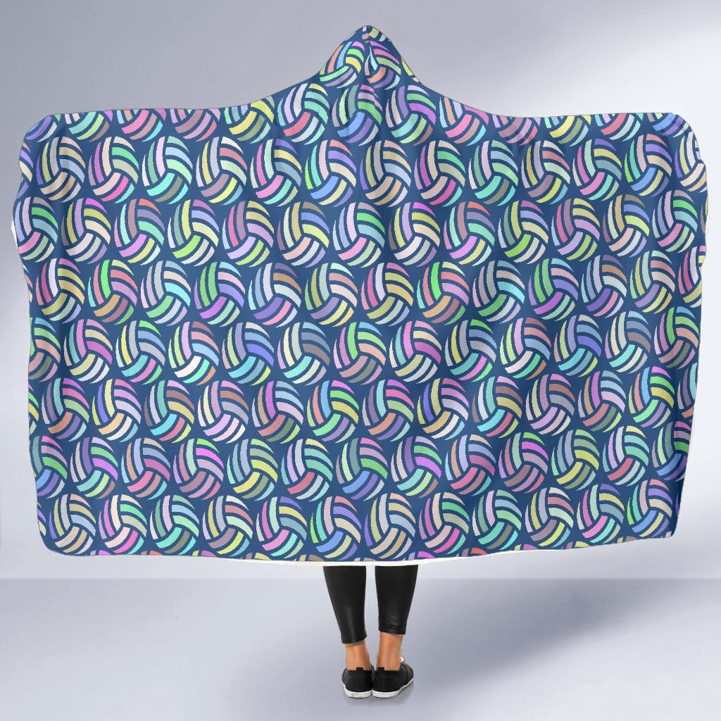 Volleyball Pattern Print Hooded Blanket-grizzshop