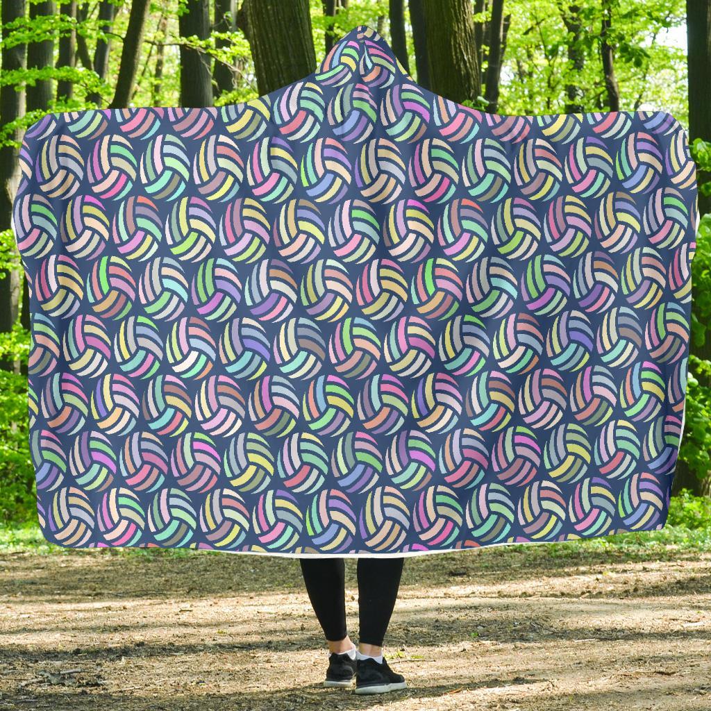 Volleyball Pattern Print Hooded Blanket-grizzshop