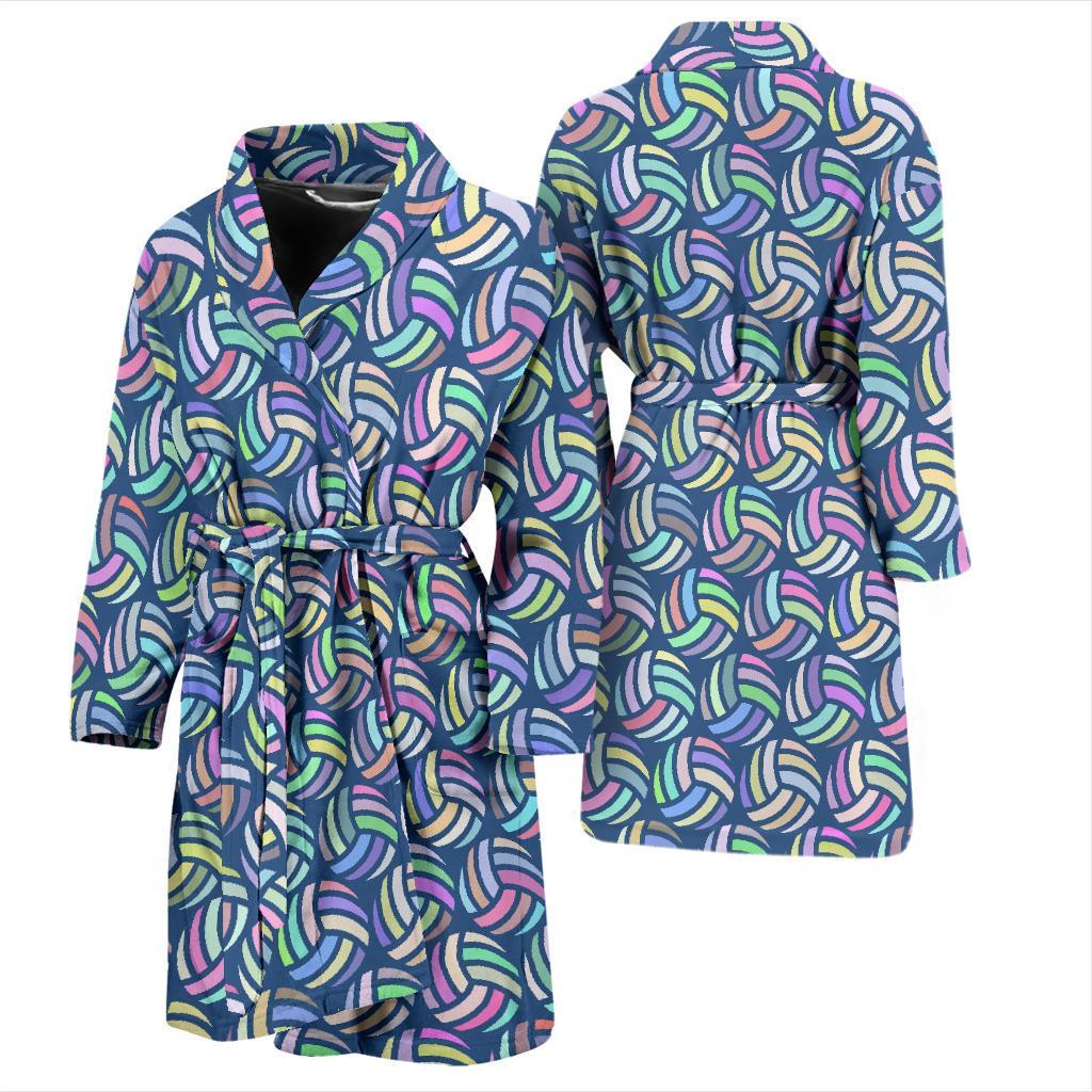 Volleyball Pattern Print Men Long Robe-grizzshop