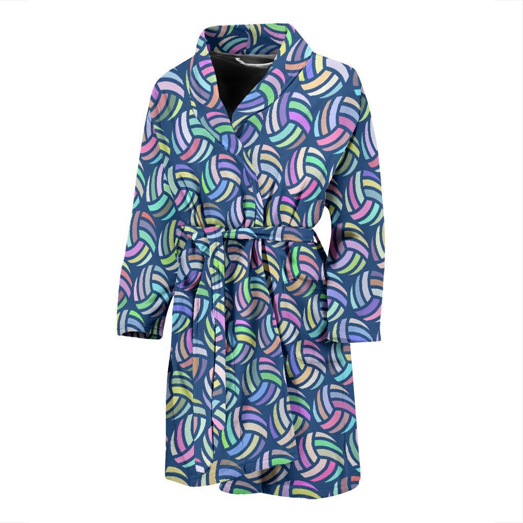 Volleyball Pattern Print Men Long Robe-grizzshop