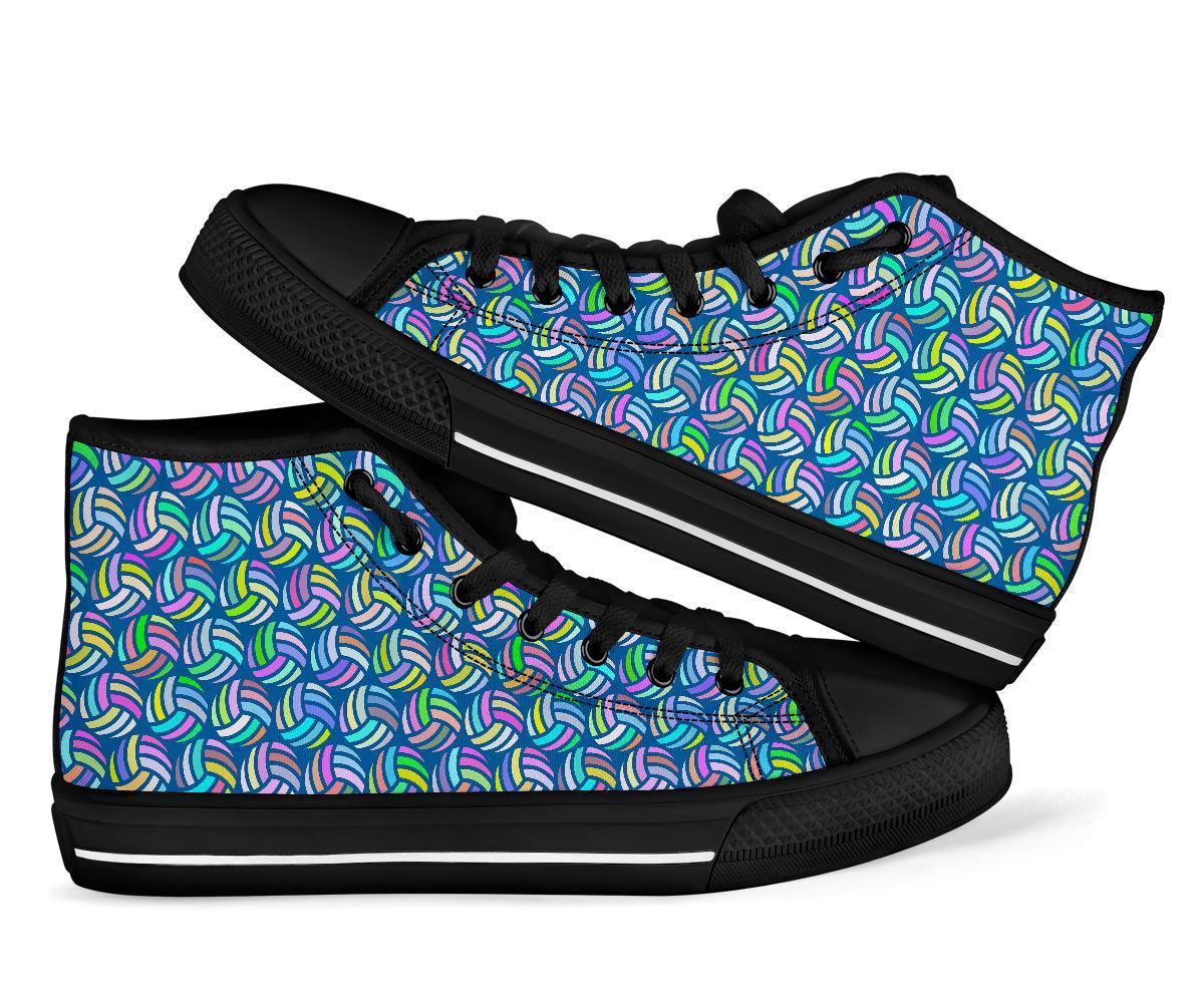Volleyball Pattern Print Men Women's High Top Shoes-grizzshop