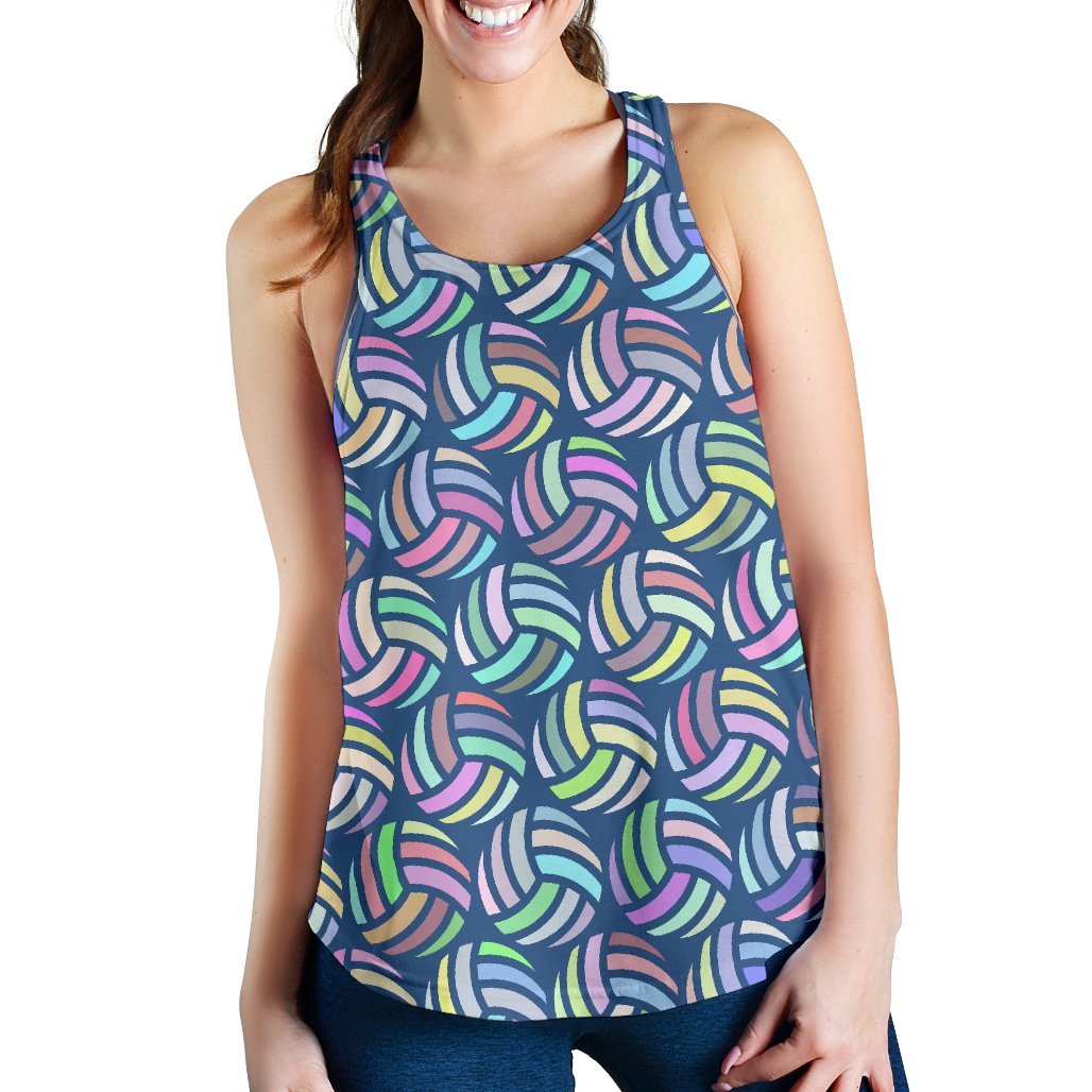 Volleyball Pattern Print Women's Racerback Tank Tops-grizzshop