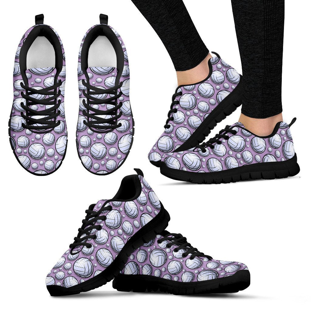 Volleyball Print Pattern Black Sneaker Shoes For Men Women-grizzshop