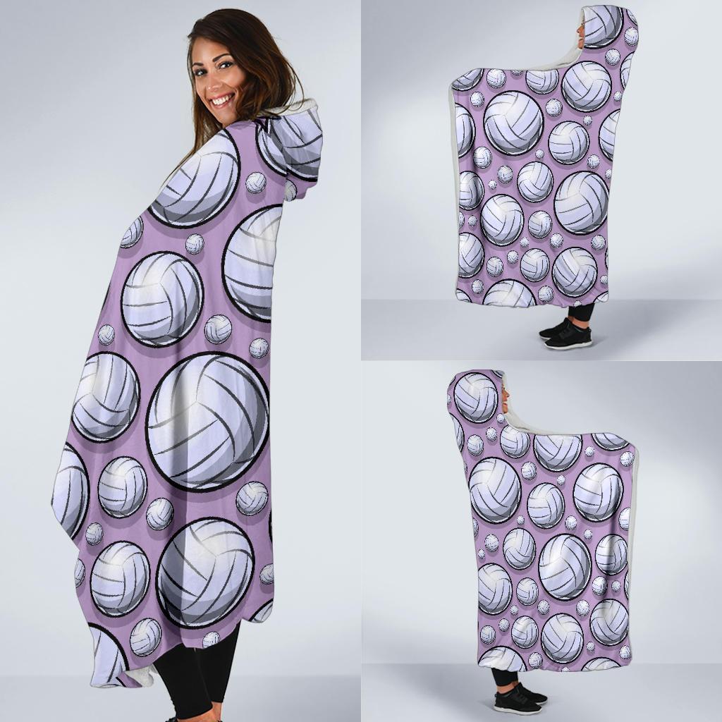 Volleyball Print Pattern Hooded Blanket-grizzshop