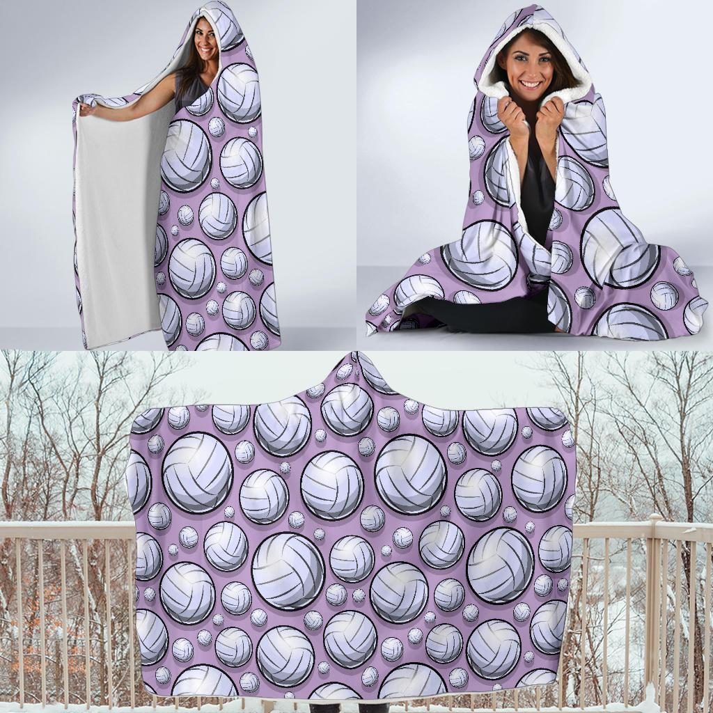 Volleyball Print Pattern Hooded Blanket-grizzshop