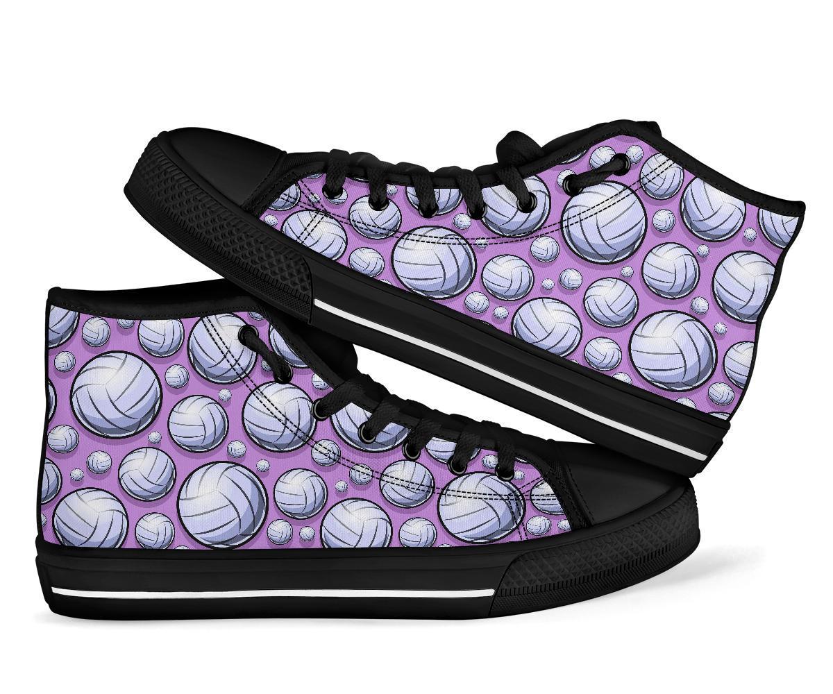 Volleyball Print Pattern Men Women's High Top Shoes-grizzshop