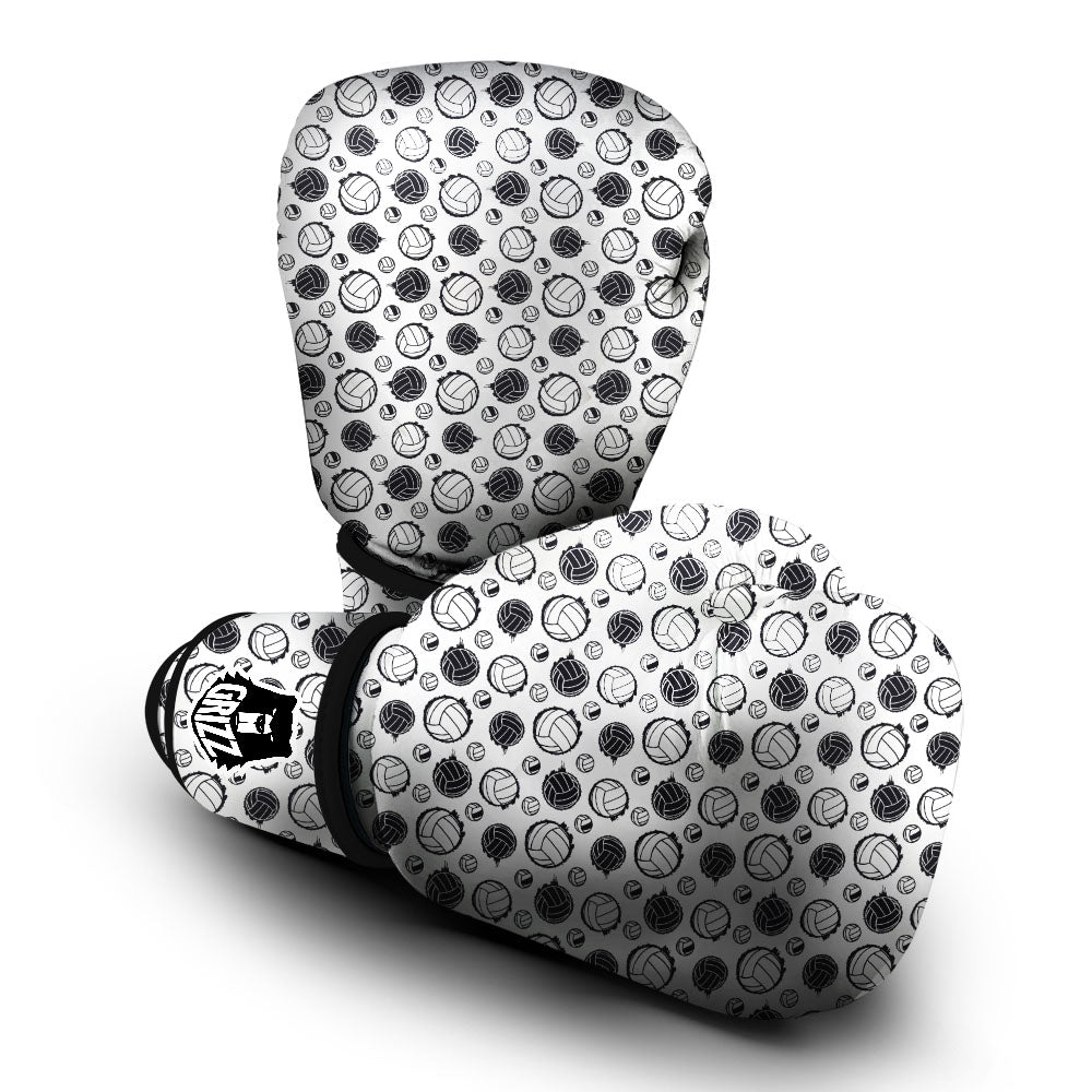 Volleyball White And Black Print Pattern Boxing Gloves-grizzshop