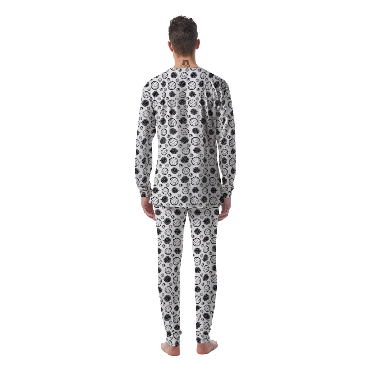 Volleyball White And Black Print Pattern Men's Pajamas-grizzshop