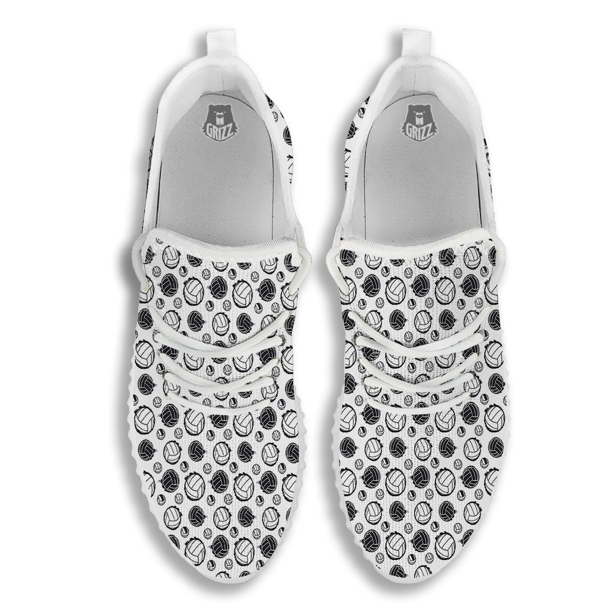 Volleyball White And Black Print Pattern White Walking Shoes-grizzshop