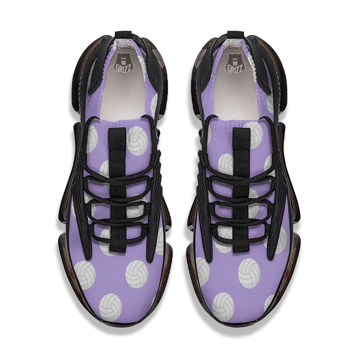 Volleyball White And Purple Print Pattern Black Gym Shoes-grizzshop