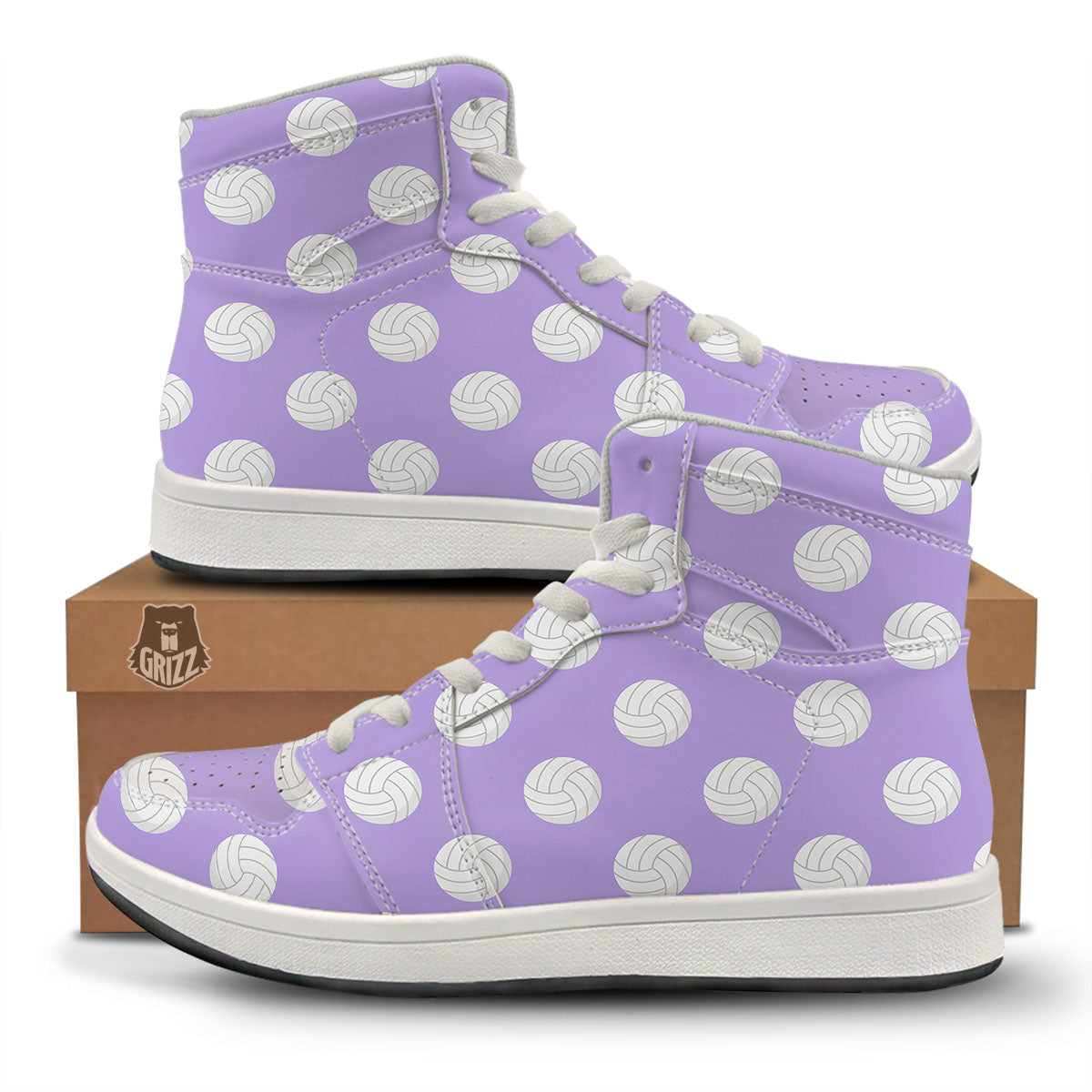 Volleyball White And Purple Print Pattern High Top Sneakers-grizzshop