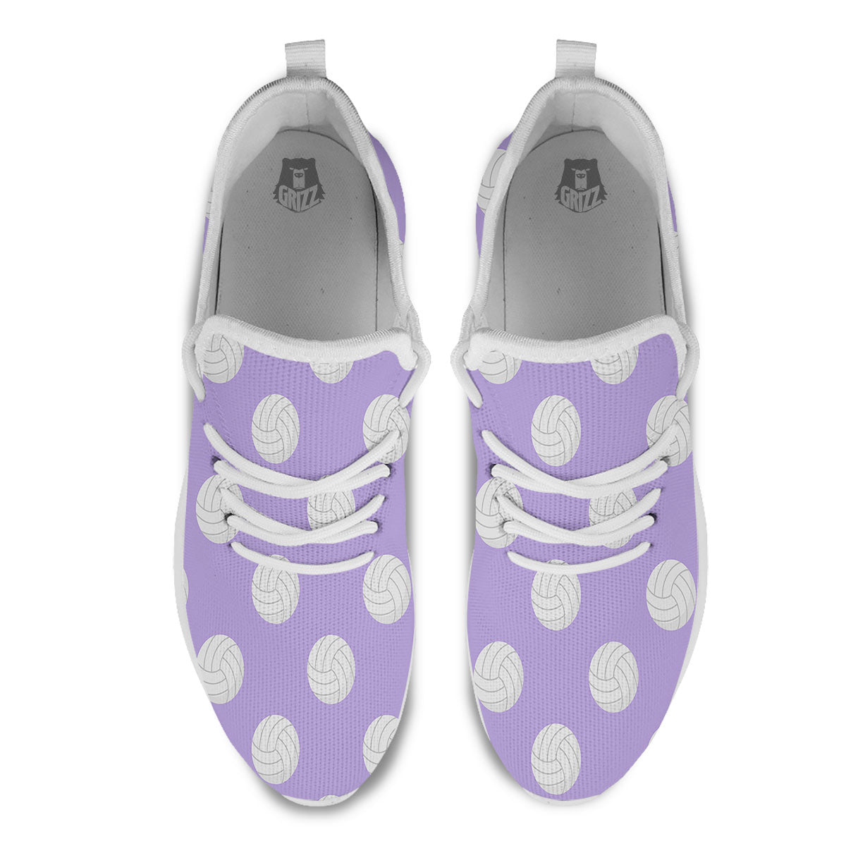 Volleyball White And Purple Print Pattern White Athletic Shoes-grizzshop