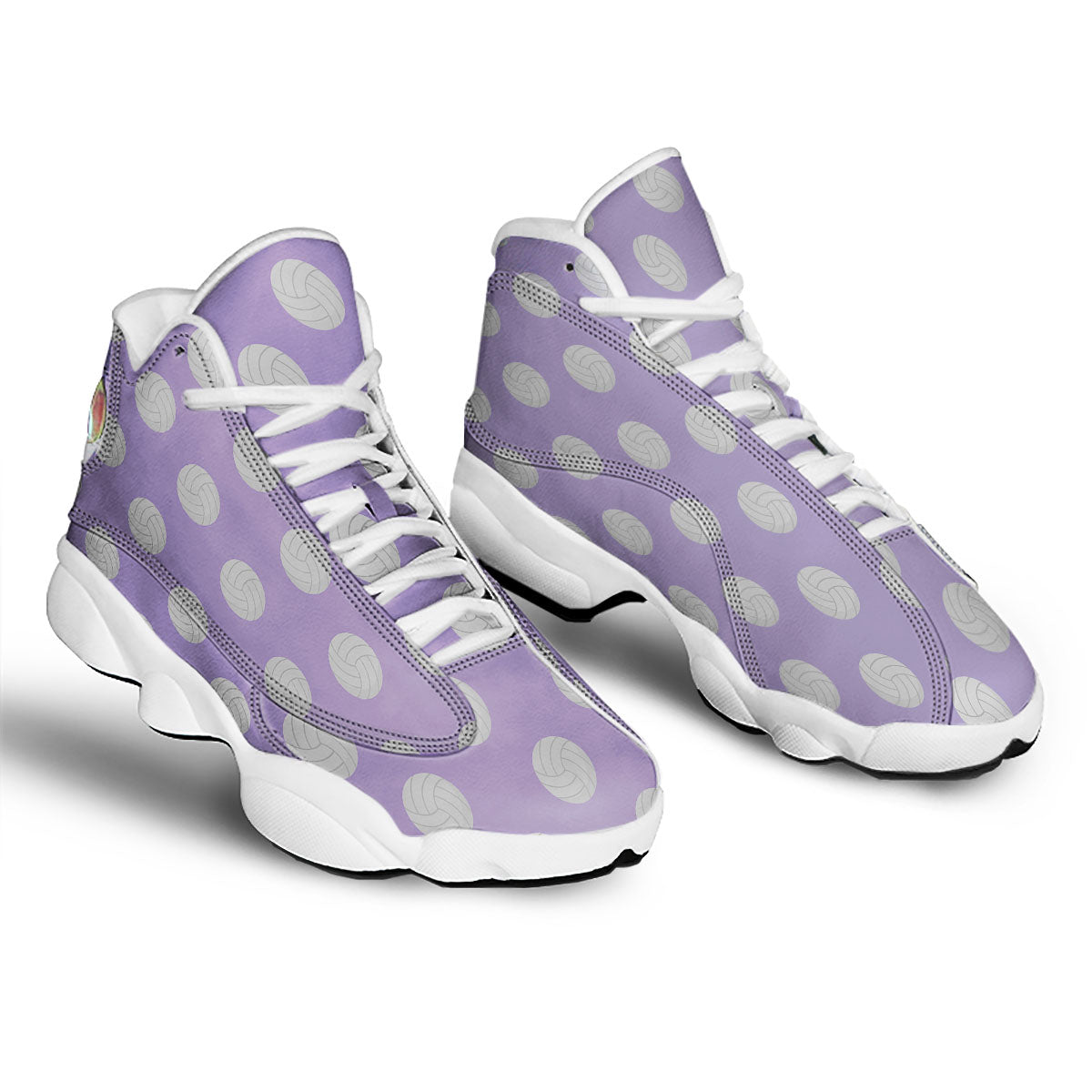Volleyball White And Purple Print Pattern White Basketball Shoes-grizzshop
